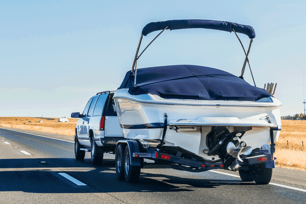 Truck towing a boat in oklahoma